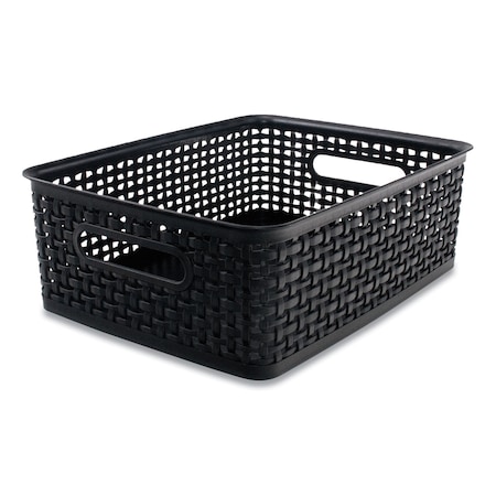 Advantus Plastic Weave Bin, Medium, 14in x 10.5in x 4.63in, Black 36003