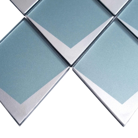 Apollo Tile Solace 12x9 Blue Metallic Silver Glass Mosaic Diamond Wall Tile (3.91 sq ft/case), 5PK APLSTR8803A