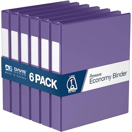 Davis Group Premium Economy, Angle D Ring, Binder, (Purple, 1"), PK6 2301-69-06