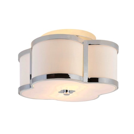 Jonathan Y Quatrefoil 13" Scalloped Shade Metal Classic Glam LED Flush Mount, Chrome JYL9507A
