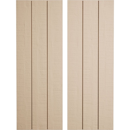 Ekena Millwork Rustic Three Board Joined Board-n-Batten Rough Cedar Faux Wood Shutters w/No Batten, 16 1/2"W x 34"H SHUBJN16X34RCPR