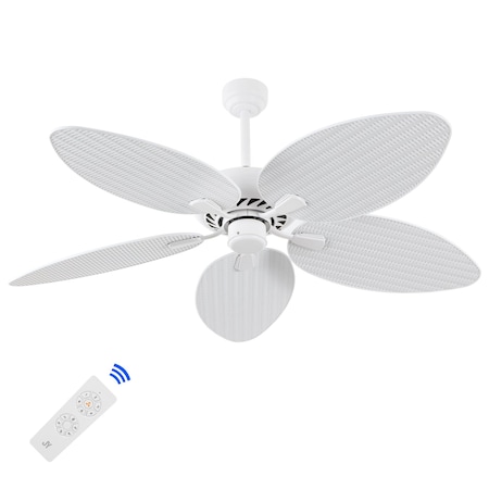 Jonathan Y Raffles 52" Bohemian Industrial Metal/Plastic Mobile-App/Remote-Controlled 6-Speed Palm Blade Ceilin JYL9719D