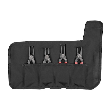 Tekton 9 Inch Internal and External Retaining Ring Pliers Set with Pouch, 4-Piece, 0.090 in. Tips PRR91007