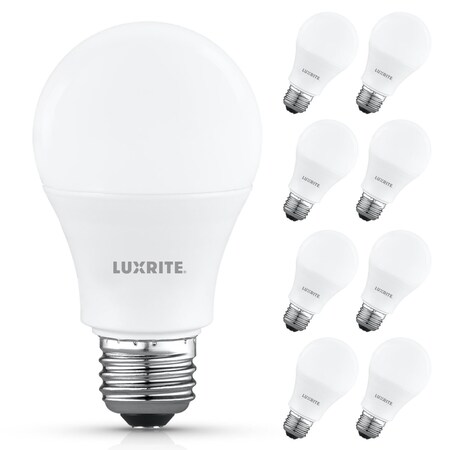 Luxrite A19 LED Light Bulb 60 Watt Equivalent, Non-Dimmable, 3000K Soft White, 800LM, Standard LED, 8PK LR21531