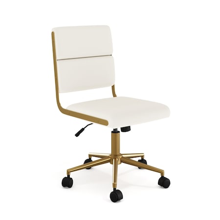 Martha Stewart Lulu Upholstered Office Chair in Off White/Polished Brass CH-240229-1-CR-GLD-MS