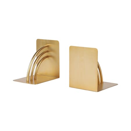 Homeroots Set of Two Gold Metal Geo Arch Decorative Bookends, 2PK 608681