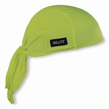 Ergodyne Chill-Its 6615 High-Performance Bandana Doo Rag with Terry Cloth Sweatband, One Size Fits Most, Lime 12476