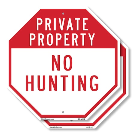 Signmission Private Property No Hunting, 10 inch X 10 inch, Plastic Sign, 2PK OC-P-2PACK-10-147