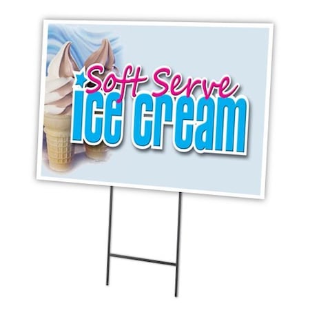 Signmission Soft Serve Ice Cream Yard & Stake outdoor plastic coroplast window, C-1216-DS-Soft Serve Ice Cream C-1216-DS-Soft Serve Ice Cream