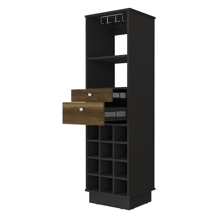Homeroots 18in Black Bar Cabinet With Two Drawers 479251