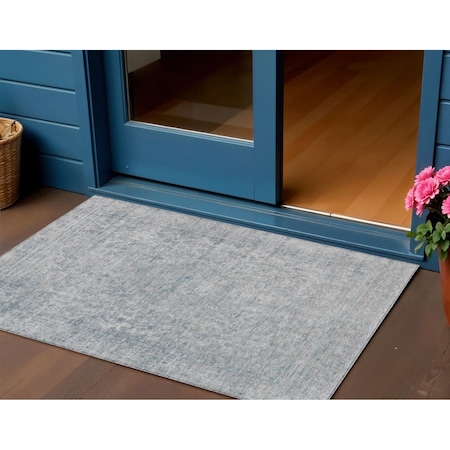 Homeroots 3' X 5' Silver And Beige Abstract Washable Indoor Outdoor Area Rug 616028