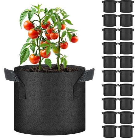 Ipower iPowerGrow Bag, 3-gallon, Black, 20PK GLGROWBAG3X5BLKV2X4
