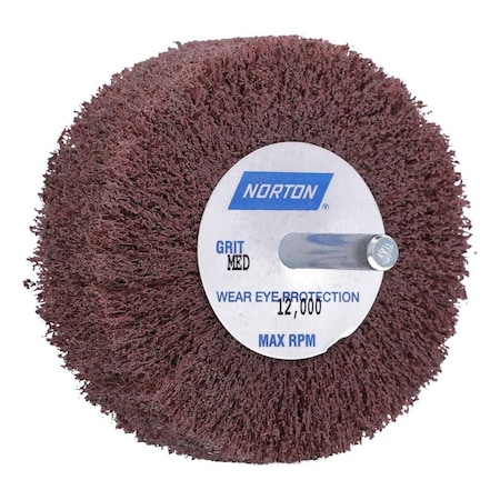 Norton Co Mounted Flap Wheel: 3 in Dia, 1 in Face Width, Aluminum Oxide 66261051718-XCP1