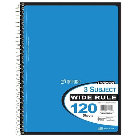 Top Flight WB120DPF Series Wide Rule Notebook, Micro-Perforated Sheet, 120-Sheet 4511880