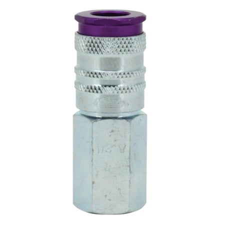 Milton Highflowpro ColorFit 764 VC V-Style Coupler, 1/4 in, FNPT, Steel, Purple 764VC
