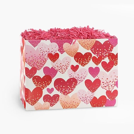 Nashville Wraps Confetti Hearts Basket Box, Large 10.25x6x7.5, 6PK CNHL