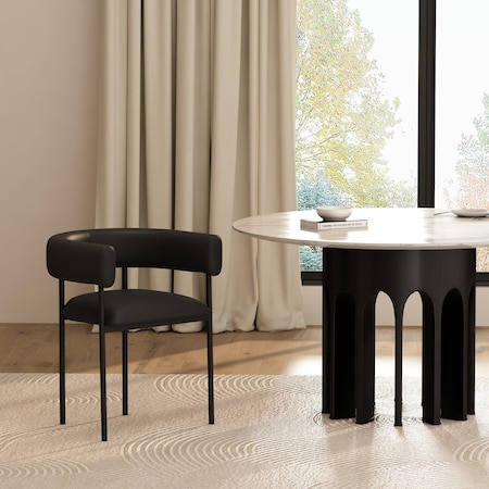 Manhattan Comfort Onda Metal Vegan Leather Dining Chair in Black DC1608-3