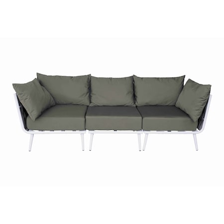 Bfm Seating Cayman Sofa - Medium Gray flat rope, White powder coat aluminum, ganging bracket PHPGRWH-54048