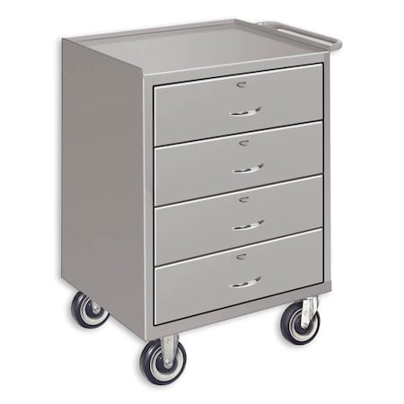 Pucel Portable Drawer Cabinet with 4 Drawers, 24 in W x 34 in H x 20 in D, Gray PUB-24-4DR