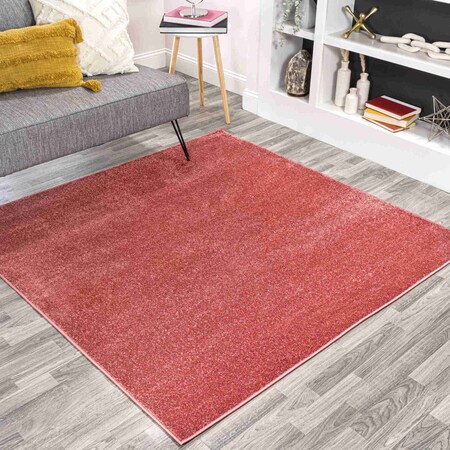 Jonathan Y Haze Solid Low-Pile Red 7 ft Square Area Rug SEU100E-7SQ