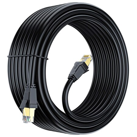 Maximm 75ft Cat8 Ethernet Cable with Gold-Plated RJ45 Connector, Black C8-75FT-BLACK