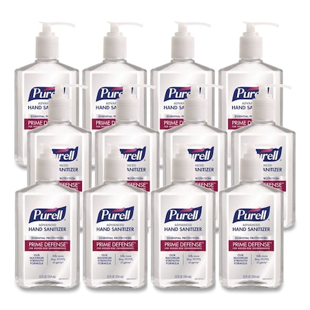 Purell Prime Defense Advanced 85% Alcohol Gel Hand Sanitizer, 12 oz Pump Bottle, Clean Scent, 12PK 3699-12 CT