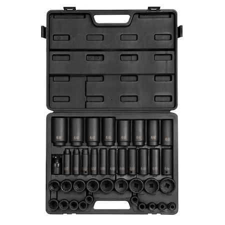 Sunex 1/2 in Drive Sae 12 Point Standard & Deep 39-Piece Master Impact Socket Set 2698
