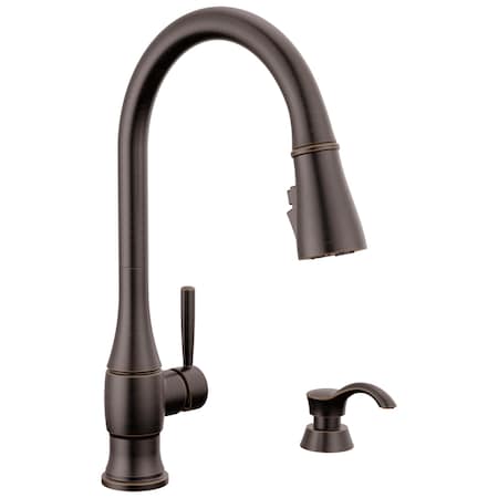 Delta Hazelwood Single Handle Pull-Down Kitchen Faucet with Soap Dispenser & ShieldSpray Technology 19831Z-RBSD-DST