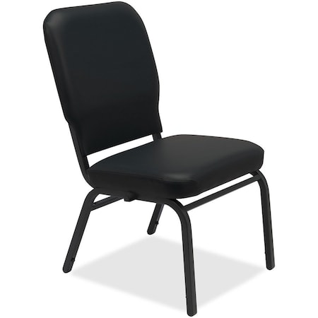 Lorell Vinyl Back/Seat Oversized Stack Chairs - Black - 2/Pack 59596