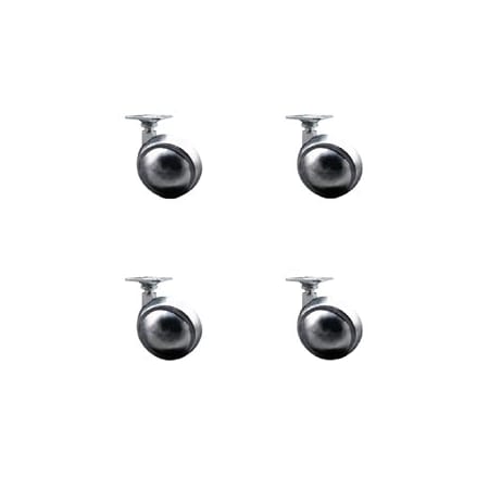 Service Caster 2.5 Inch Bright Chrome Metal Ball Caster - Top Plate -, 4PK SCC-TP01S25-DCS-BC-4