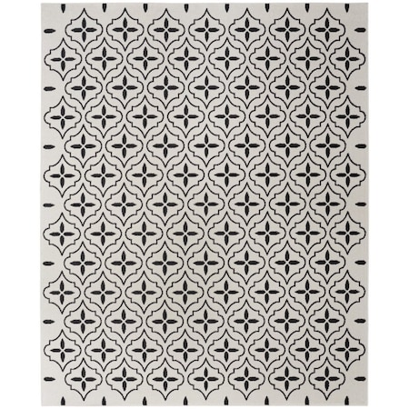 Homeroots 8' X 10' Ivory And Black Geometric Indoor Outdoor Area Rug 573069
