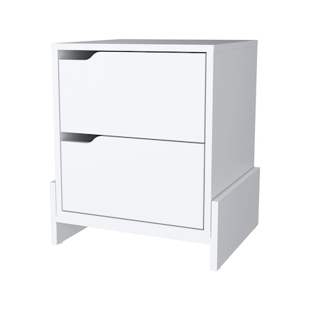 Homeroots 20" White Wood Two Drawer Nightstand 534909