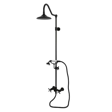 Kingston Brass Wall Mount Rain Drop Shower System with Hand Shower, Matte Black CCK3660BEX