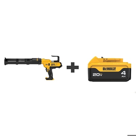Dewalt Caulk Gun, 20V DC, 29 oz, Battery DCE570B/DCB204