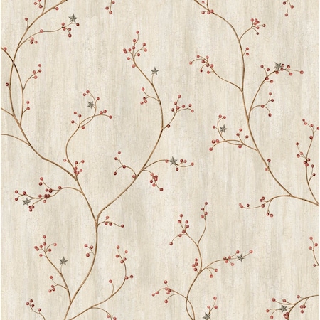 Chesapeake Justine Light Grey Berry Trail Wallpaper 3123-44031