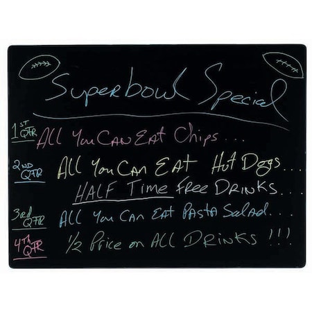 Aarco Radius Design Neon Marker Board, Black Neon Marker Board w/ Radius Corners Trimmed, 18''Hx24''W RB1824