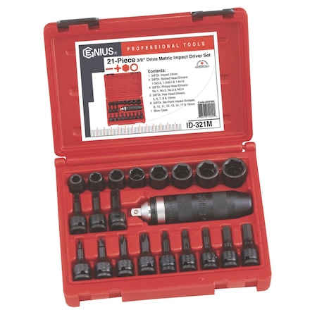 Genius Tools 21PC 3/8in Dr. Impact Driver Set ID-321M