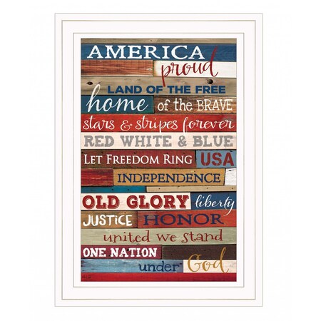 Homeroots America Proud 2 White Framed Print Wall Art 407755