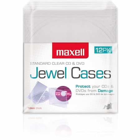 Maxell Jewel Box Clear 12 Pack - Jewel Case - Plastic - ClearCD/DVD 190069od