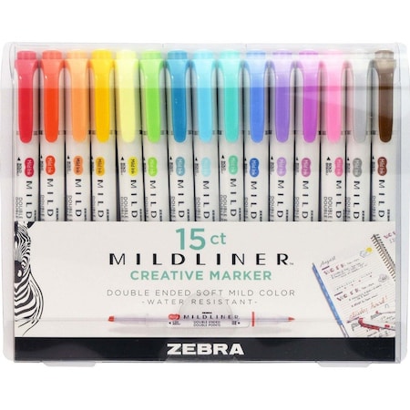 Zebra Pen Mildliner Double Ended Highlighter Assorted 15pk 78115