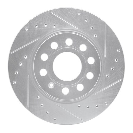 Dynamic Friction Co DFC Brake Rotor - Drilled and Slotted - Silver 631-74032R