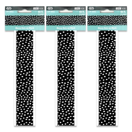 Creative Teaching Press Messy Dots on Black EZ Border, 48 Feet Per Pack, 3PK 10452