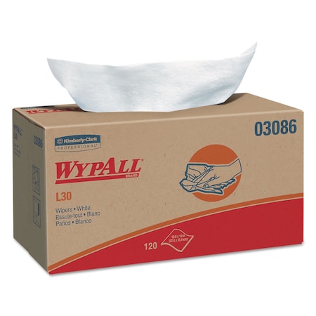 Wypall L30 Towels, POP-UP Box, 10 x 9 4/5, White, PK1200 KCC 03086