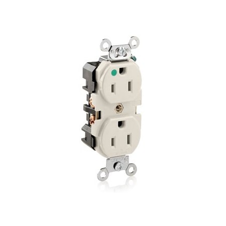 Leviton Extra Heavy Duty Hospital Grade Duplex Receptacle, 15 Amp, 125 Volt 8200-T