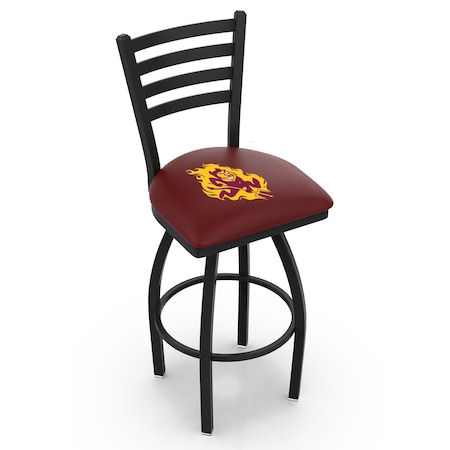 Holland Bar Stool Co 36" Blk Wrinkle Arizona State Swivel Bar Stool, Ladder Back, Sparky Logo L01436ArizSt-S