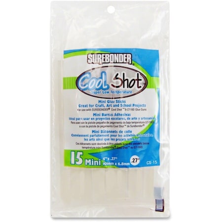 Surebonder 0.27 in. D X 4 in. L Cool Shot Mini Glue Sticks Clear , 15PK CS-15