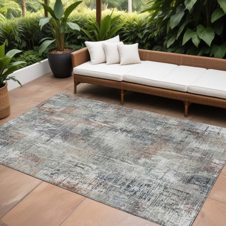 Homeroots 10' X 14' Taupe Gray And Copper Abstract Washable Indoor Outdoor Area Rug 583183