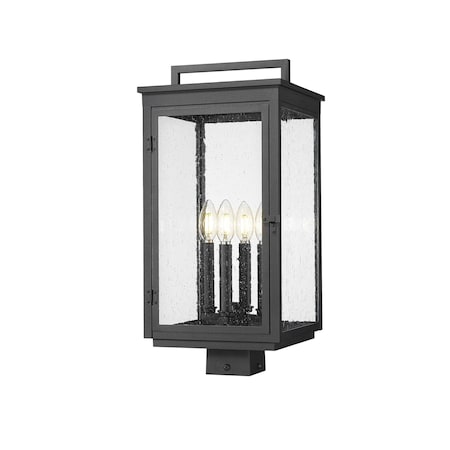 Z-Lite Hartwell 4-Light Outdoor Post Mount Fixture, 10 in W x 21.25 H, Sand Black 5019PHBS-BK