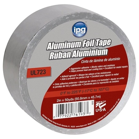 Intertape Foil Tape with Liner, 50 yd L, 2 in W, Aluminum Backing 9202-B