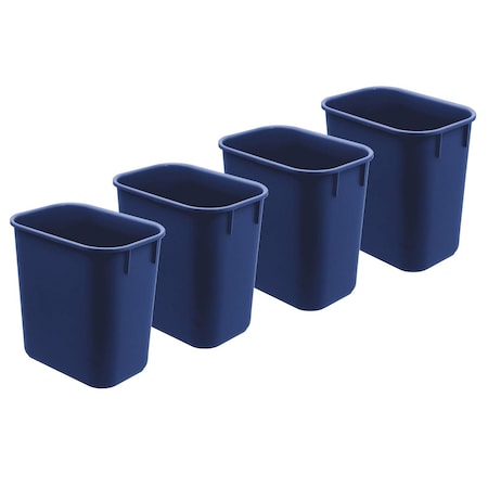 Acrimet Wastebasket, Deskside Bin, 3.25 Gallon/13 Quart/ 12 Liter (Plastic) (Blue Color), 4PK 576.4